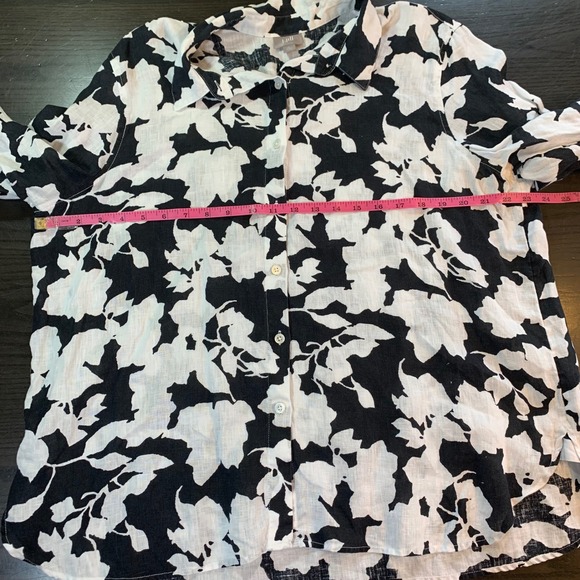 J.Jill Floral Linen Button Down Shirt Long Sleeve‎ L Petite Church Office Summer - Picture 6 of 12